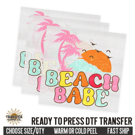 Beach Babe Palm Trees, Retro Ready To Press DTF Transfer, Dtf Transfer Print, Printed Dtf Transfer, Transfer Ready To Press