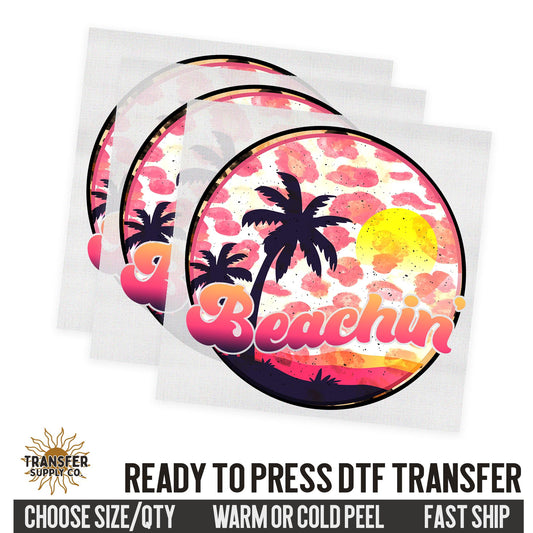 Beachin' Ocean Palm Trees, Retro Ready To Press DTF Transfer, Dtf Transfer Print, Printed Dtf Transfer, Transfer Ready To Press