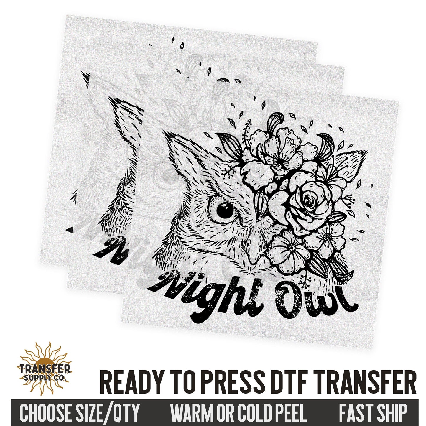 Night Owl, Retro Ready To Press DTF Transfer, Dtf Transfer Print, Printed Dtf Transfer, Transfer Ready To Press