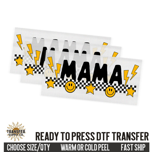 Mama Lightning Bolt Checkered, Retro Ready To Press DTF Transfer, Dtf Transfer Print, Printed Dtf Transfer, Transfer Ready To Press