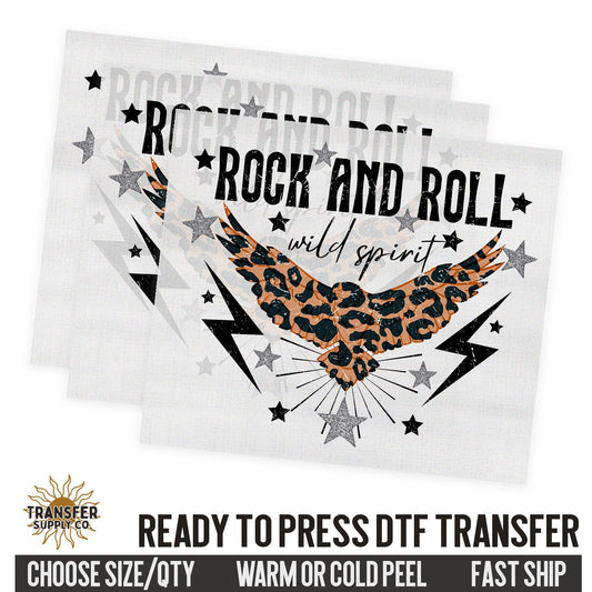 Rock and Roll Eagle, Retro Ready To Press DTF Transfer, Dtf Transfer Print, Printed Dtf Transfer, Transfer Ready To Press