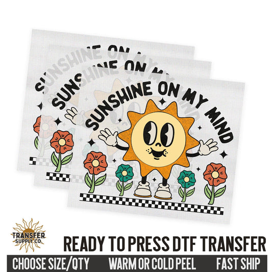 Sunshine On My Mind, Retro Ready To Press DTF Transfer, Dtf Transfer Print, Printed Dtf Transfer, Transfer Ready To Press