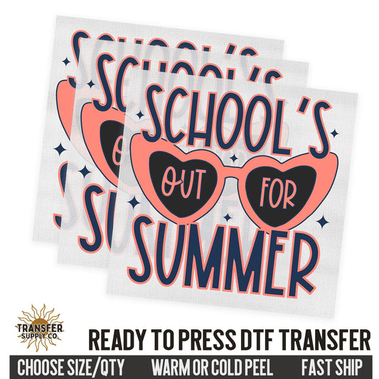 School's Out For Summer, Retro Ready To Press DTF Transfer, Dtf Transfer Print, Printed Dtf Transfer, Transfer Ready To Press