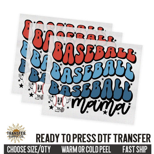 Baseball Mama, Retro Ready To Press DTF Transfer, Dtf Transfer Print, Printed Dtf Transfer, Transfer Ready To Press