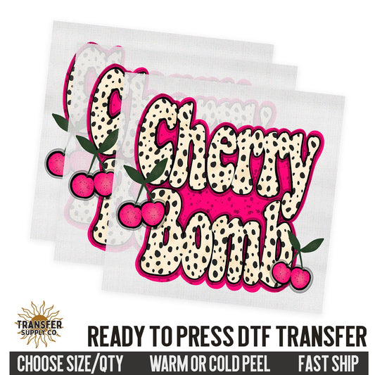 Cherry Bomb, Retro Ready To Press DTF Transfer, Dtf Transfer Print, Printed Dtf Transfer, Transfer Ready To Press