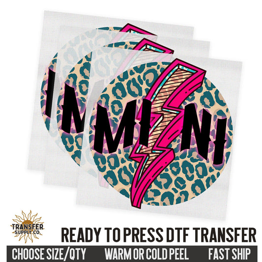 Mini Lightning Bolt Leopard, Retro Ready To Press DTF Transfer, Dtf Transfer Print, Printed Dtf Transfer, Transfer Ready To Press