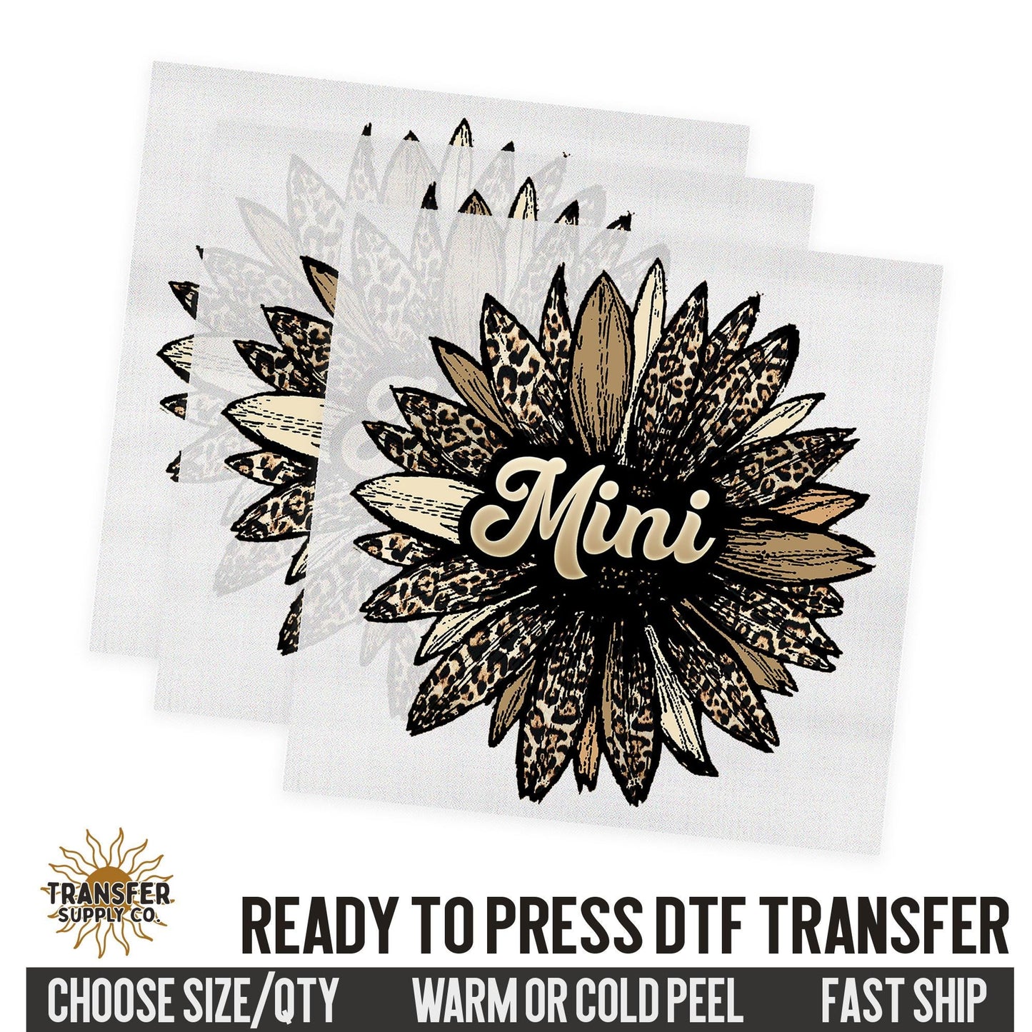 Mini Sunflower Leopard, Retro Ready To Press DTF Transfer, Dtf Transfer Print, Printed Dtf Transfer, Transfer Ready To Press