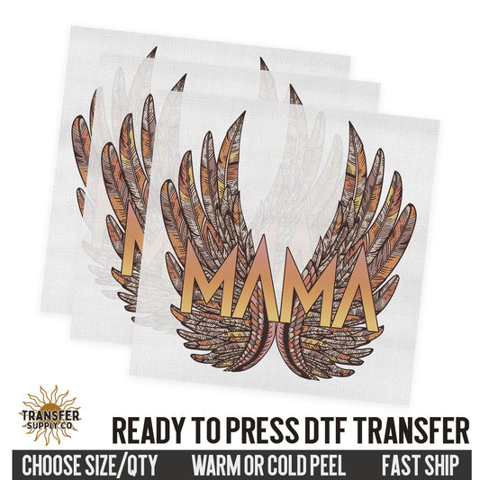 Mama Rock Angel Wings, Retro Ready To Press DTF Transfer, Dtf Transfer Print, Printed Dtf Transfer, Transfer Ready To Press