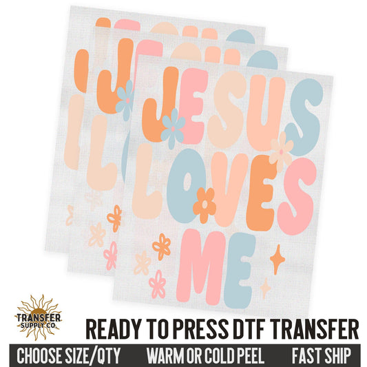 Jesus Loves Me, Religious Ready To Press DTF Transfers, Ready To Press DTF Film Transfer, DTF Transfer