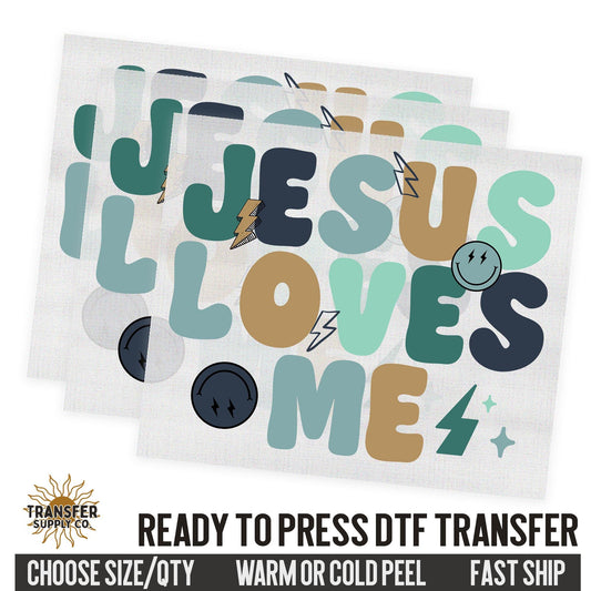 Jesus Loves Me, Religious Ready To Press DTF Transfers, Ready To Press DTF Film Transfer, DTF Transfer