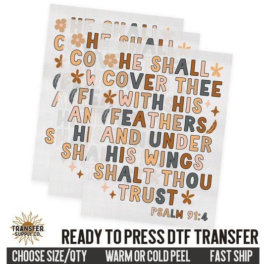 Psalm 91:4, Religious Ready To Press DTF Transfers, Ready To Press DTF Film Transfer, DTF Transfer