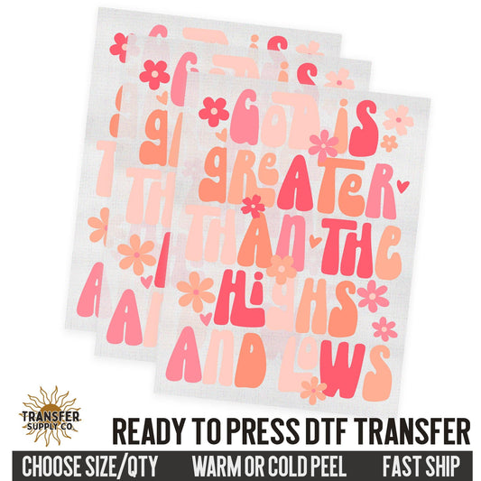 God Is Greater, Retro Style, Religious Ready To Press DTF Transfers, Ready To Press DTF Film Transfer, DTF Transfer