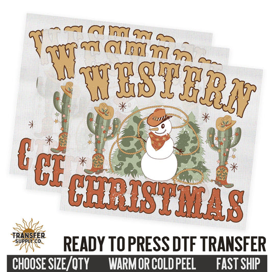 Western Christmas, Christmas Ready To Press DTF Transfers, Ready To Press DTF Film Transfer, DTF Transfer