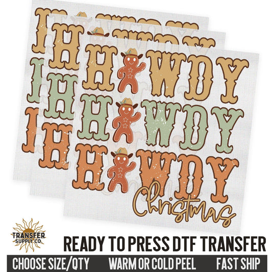 Howdy Christmas, Western Christmas Dtf Transfer, Christmas Ready To Press DTF Transfers, Ready To Press DTF Film Transfer, DTF Transfer