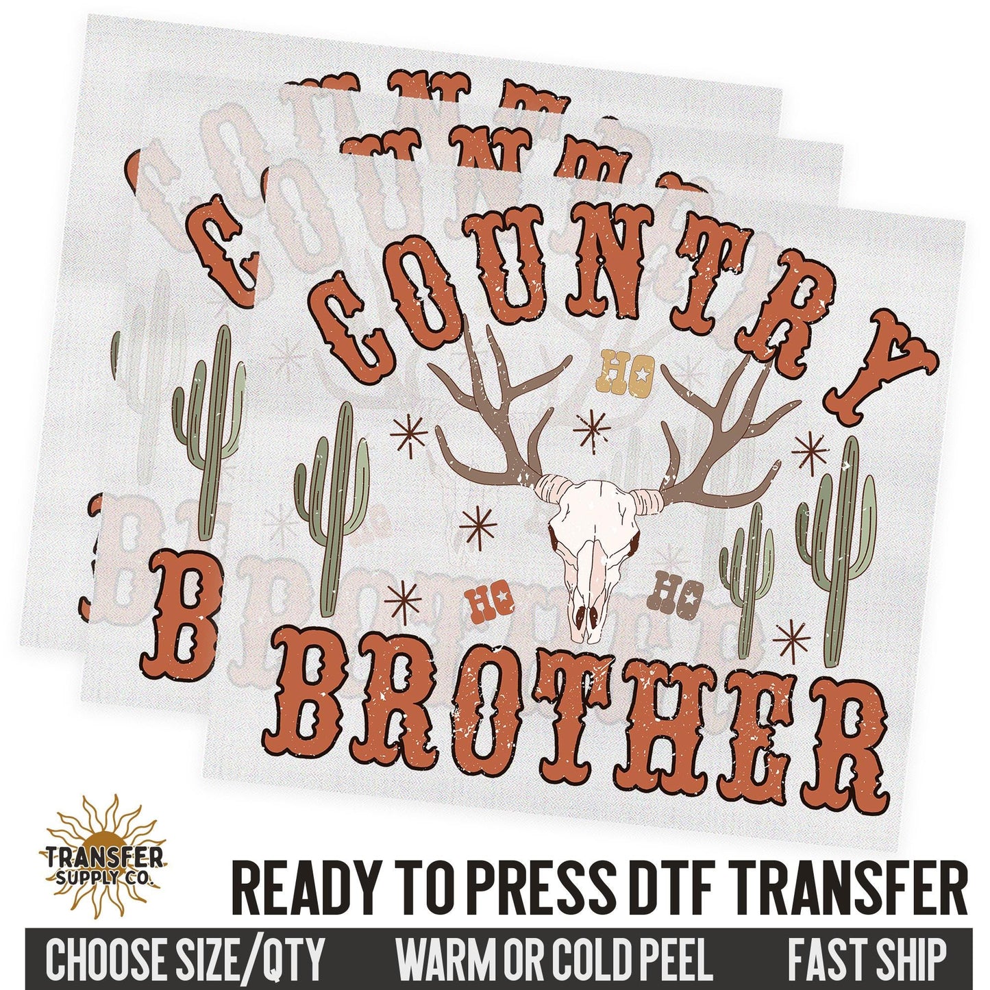 Country Brother, Sibling Christmas Dtf,  Western Christmas Ready To Press DTF Transfers, Ready To Press DTF Film Transfer, DTF Transfer