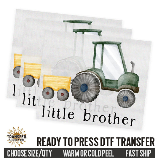 Little Brother Tractor, Family Ready To Press DTF Transfer, Dtf Transfer Print, Printed Dtf Transfer, Transfer Ready To Press