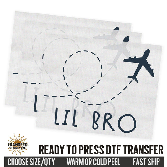 Lil Bro Airplane, Family Ready To Press DTF Transfer, Dtf Transfer Print, Printed Dtf Transfer, Transfer Ready To Press