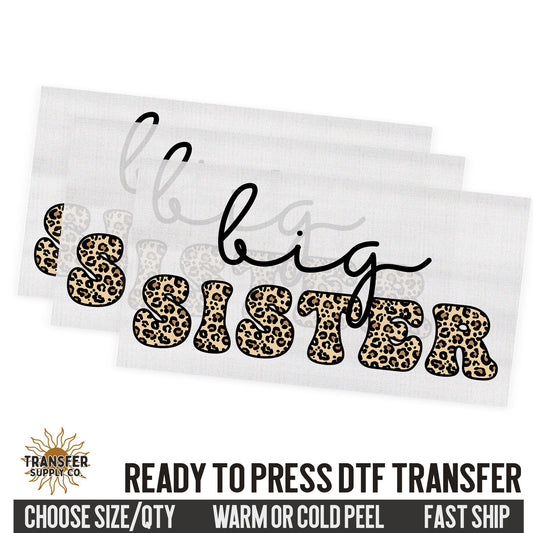 Big Sister Leopard, Family Ready To Press DTF Transfer, Dtf Transfer Print, Printed Dtf Transfer, Transfer Ready To Press