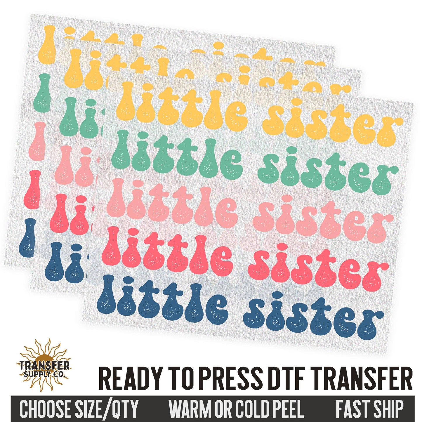 Little Sister Sibling, Family Ready To Press DTF Transfer, Dtf Transfer Print, Printed Dtf Transfer, Transfer Ready To Press