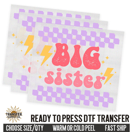 Big Sister Sibling, Family Ready To Press DTF Transfer, Dtf Transfer Print, Printed Dtf Transfer, Transfer Ready To Press