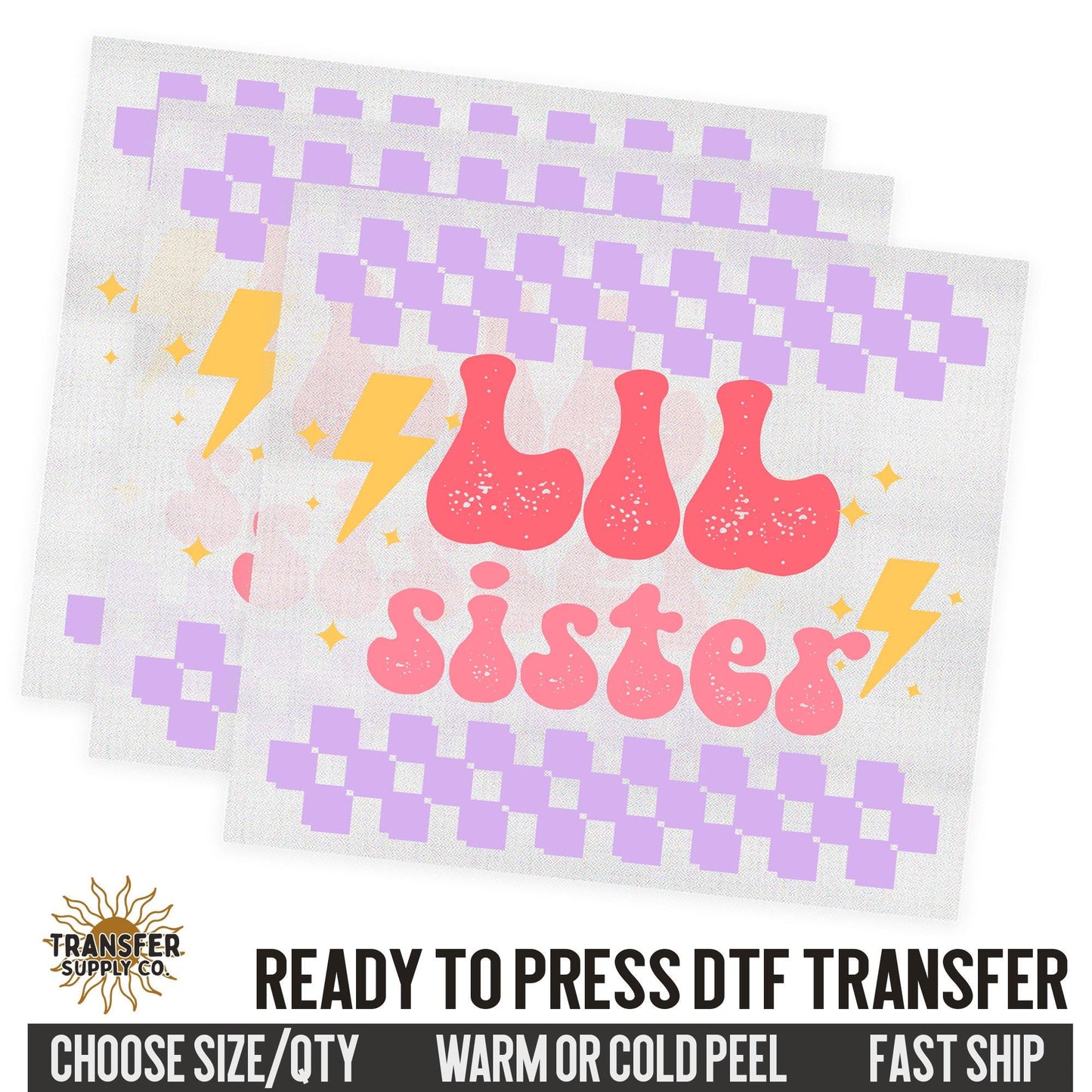 Lil Sister Sibling, Family Ready To Press DTF Transfer, Dtf Transfer Print, Printed Dtf Transfer, Transfer Ready To Press