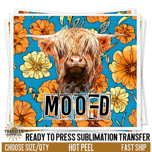 Moo-d Hyland Cow Sublimation Transfer | Sublimation Tumbler Wrap, Sublimation Tumbler Transfers, Ready to Press Sublimation