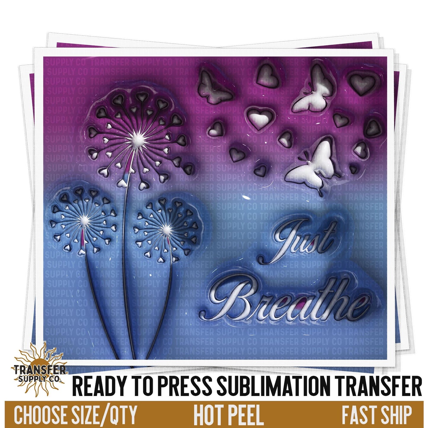 Breathe Dandelion 3d Tumbler Wrap | Sublimation Tumbler Wraps, Sublimation Tumbler Transfers, Ready to Press Sublimation Transfers