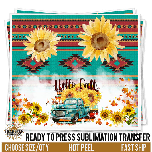 Hello Fall Sublimation Transfer | Sublimation Tumbler Wrap, Sublimation Tumbler Transfers, Ready to Press Sublimation Transfer