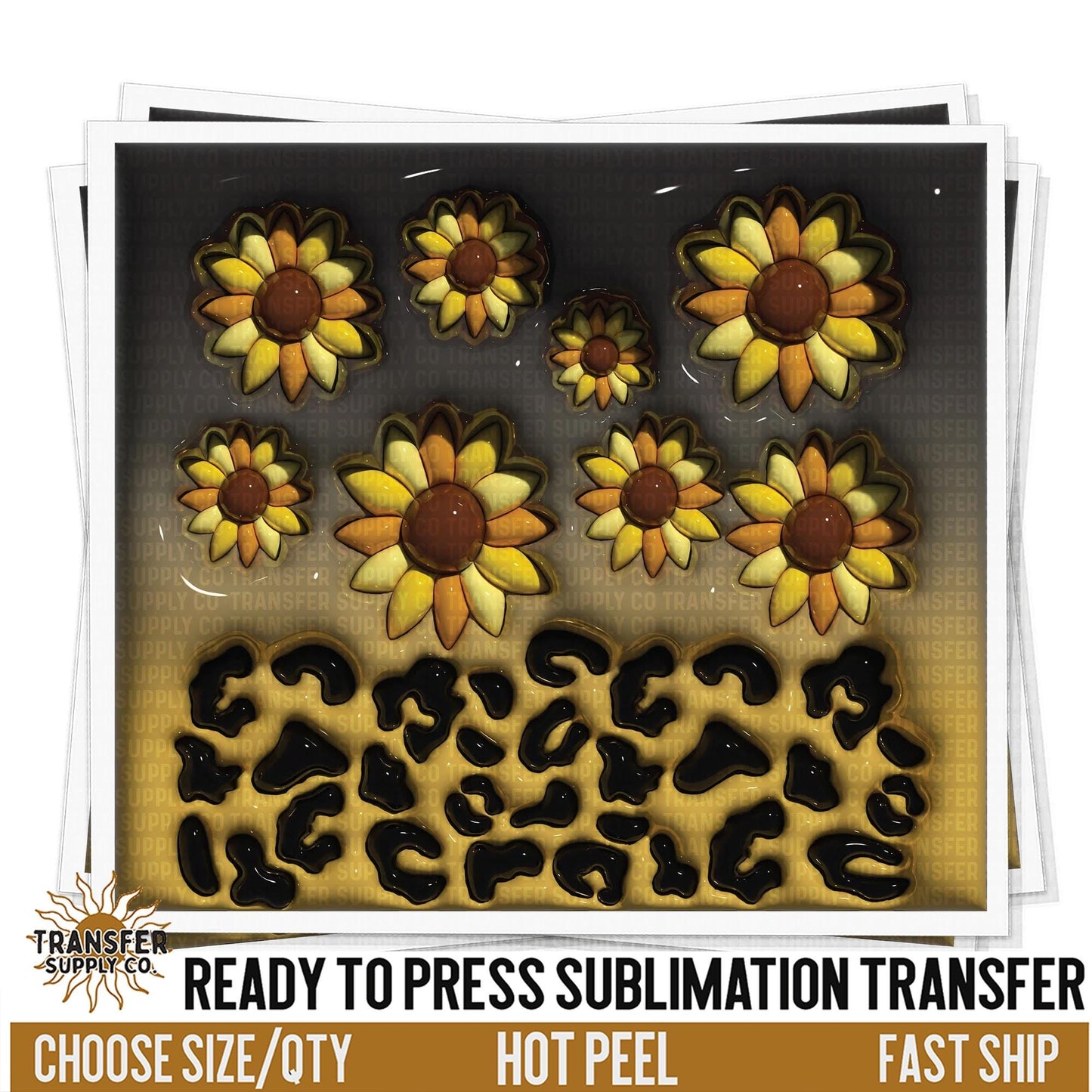 Sunflower 3D Puff Sublimation Transfer | Sublimation Tumbler Wraps, Sublimation Tumbler Transfers, Ready to Press Sublimation Transfer