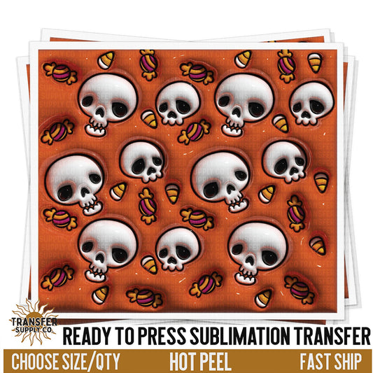 Skeletons 3D Puff Sublimation Transfer | Sublimation Tumbler Wraps, Sublimation Tumbler Transfers, Ready to Press Sublimation Transfer