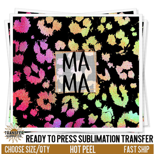 Mama Pink Leopard Print | Sublimation Tumbler Wraps, Sublimation Tumbler Transfers, Ready to Press Sublimation Transfers