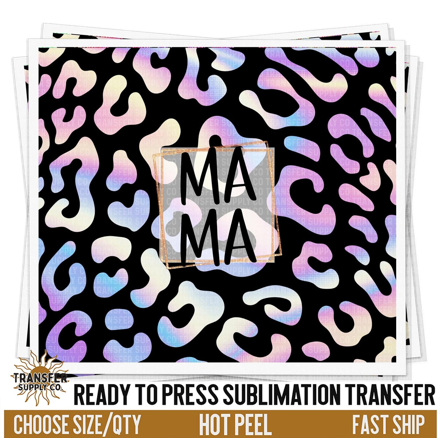 Mama Pink Leopard Print | Sublimation Tumbler Wraps, Sublimation Tumbler Transfers, Ready to Press Sublimation Transfers