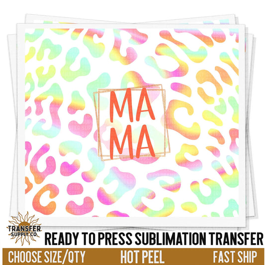 Mama Pink Leopard Print | Sublimation Tumbler Wraps, Sublimation Tumbler Transfers, Ready to Press Sublimation Transfers