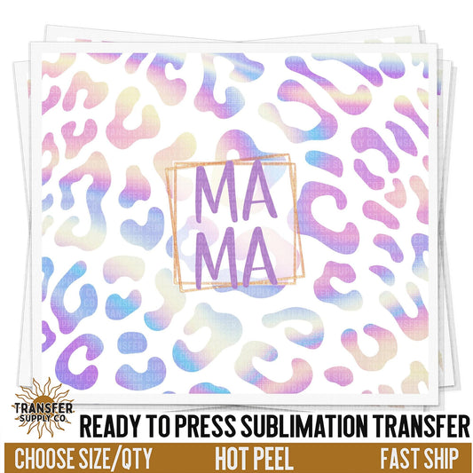 Mama Pink Leopard Print | Sublimation Tumbler Wraps, Sublimation Tumbler Transfers, Ready to Press Sublimation Transfers