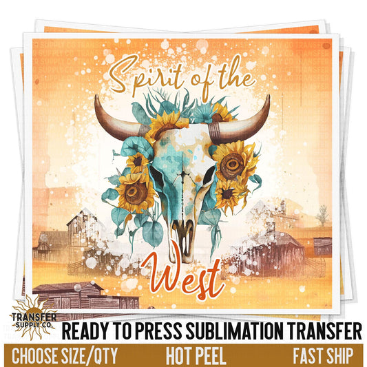 Spirit of the West Sublimation Transfer | Sublimation Tumbler Wrap, Sublimation Tumbler Transfers, Ready to Press Sublimation