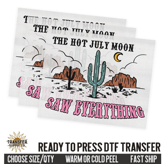 Hot July Moon, 90s Country Music Western Ready To Press DTF Transfer | Dtf Transfer Prints, Printed Dtf Transfers, Dtf Film Transfer