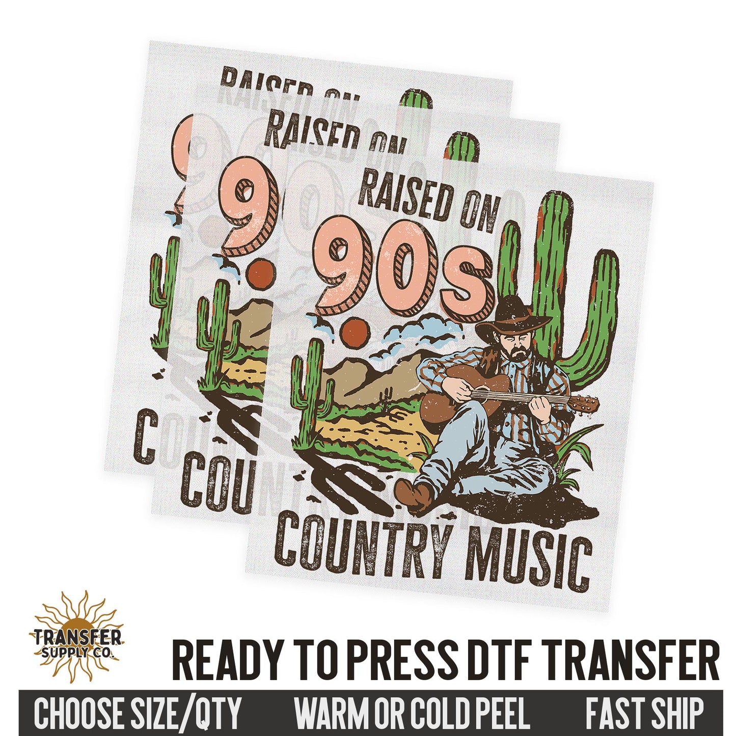 Raised On 90s Country, 90s Country Music Western Ready To Press DTF Transfer | Dtf Transfer Prints, Printed Dtf Transfers