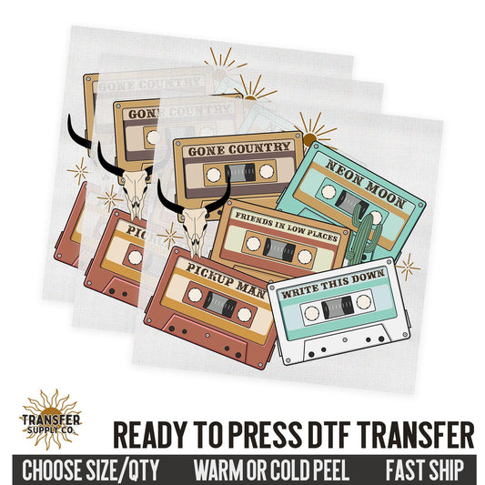 90s Country Music Cassettes, 90s Country Music Western Ready To Press DTF Transfer | Dtf Transfer Prints, Printed Dtf Transfers