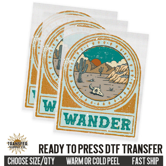 Wander Desert Cow Skull, Western Dtf Sheet, Western Ready To Press DTF Transfer, Ready To Press DTF Film Transfer, Western DTF Transfer