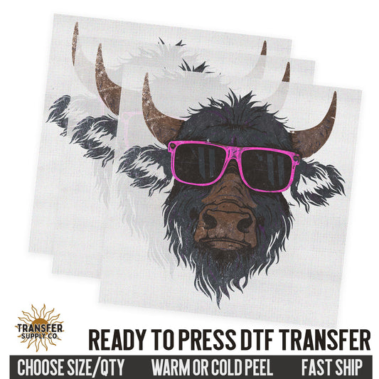 Cow Wearing Sunglasses, Western Dtf Sheet, Western Ready To Press DTF Transfer, Ready To Press DTF Film Transfer, Western DTF Transfer