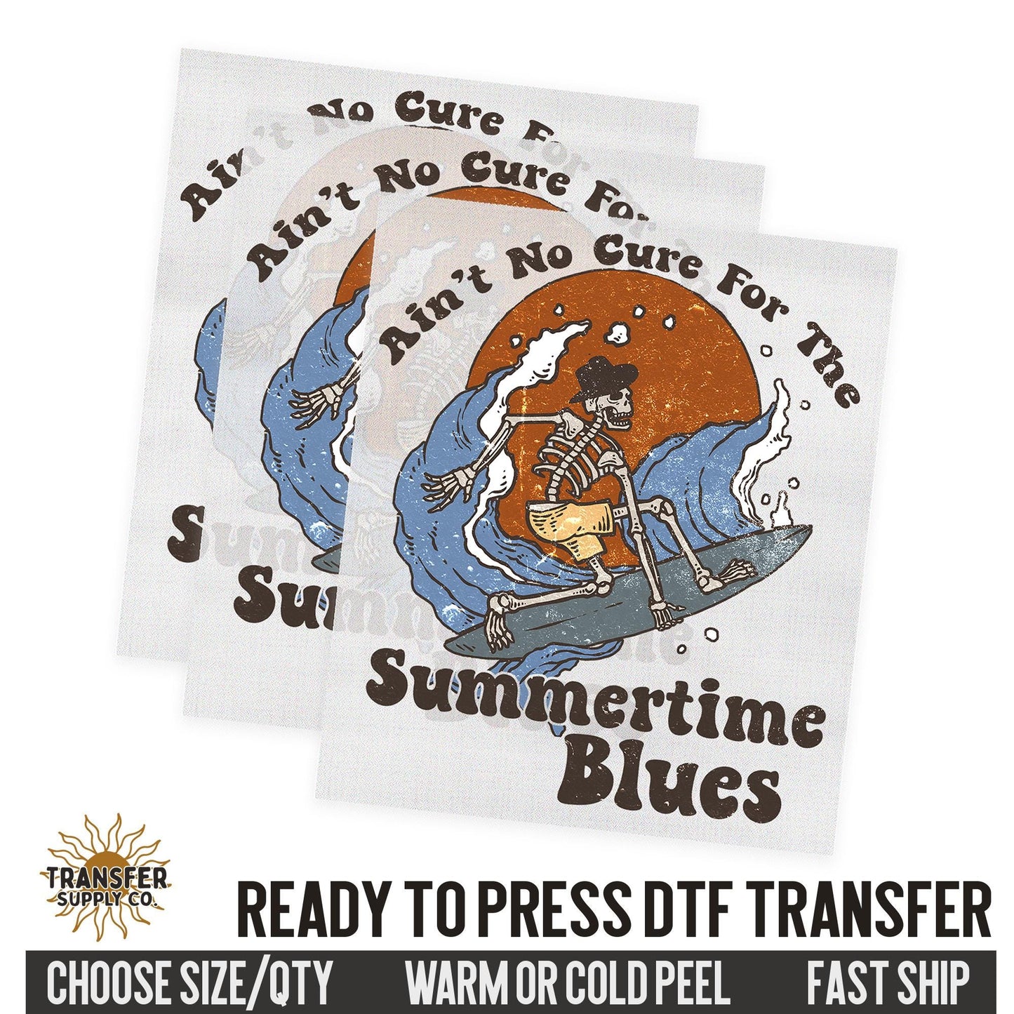 Summertime Blues, Western 90s Country Ready To Press DTF Transfer, Dtf Transfer Prints, Printed Dtf Transfers, Dtf Film Transfers