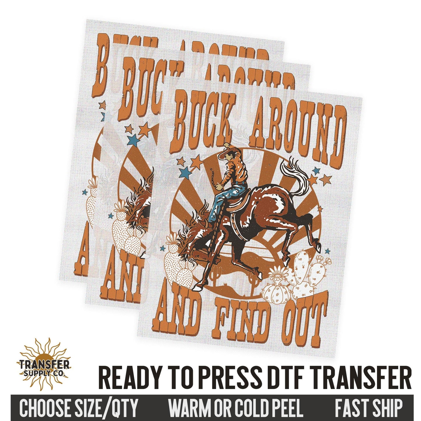 Buck Around and Find Out, Rodeo Cowboy, Western Ready To Press DTF Transfer, Dtf Transfer Prints, Printed Dtf Transfer, Dtf Film Transfer