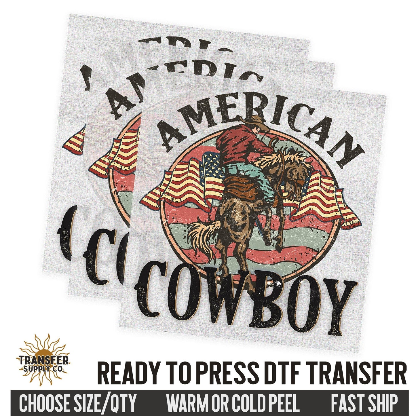 American Cowboy, Rodeo Cowboy, Western Ready To Press DTF Transfer, Dtf Transfer Prints, Printed Dtf Transfer, Dtf Film Transfer