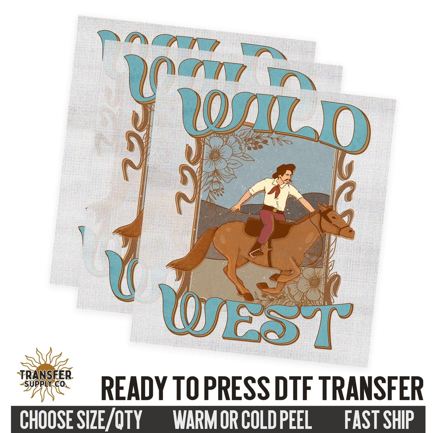 Wild West Cowboy, Western Ready To Press DTF Transfer, Dtf Transfer Print, Printed Dtf Transfer, Dtf Film Transfer