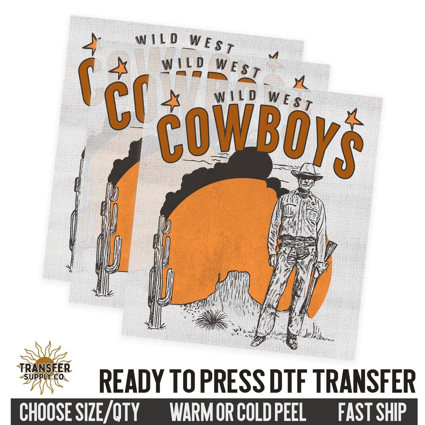 Wild West Cowboys, Western Ready To Press DTF Transfer, Dtf Transfer Print, Printed Dtf Transfer, Dtf Film Transfer