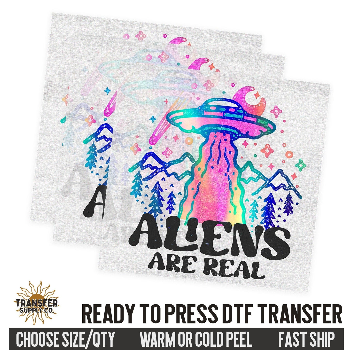 Aliens Are Real UFO, Retro Ready To Press DTF Transfer, Dtf Transfer Print, Printed Dtf Transfer, Transfer Ready To Press