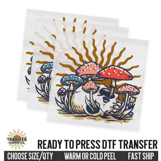 Mushroom Skeleton, Retro Ready To Press DTF Transfer, Dtf Transfer Print, Printed Dtf Transfer, Transfer Ready To Press