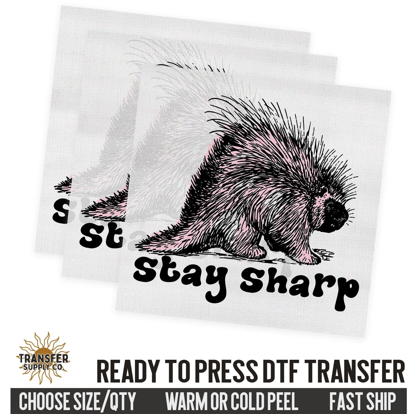 Stay Sharp Porcupine, Retro Ready To Press DTF Transfer, Dtf Transfer Print, Printed Dtf Transfer, Transfer Ready To Press