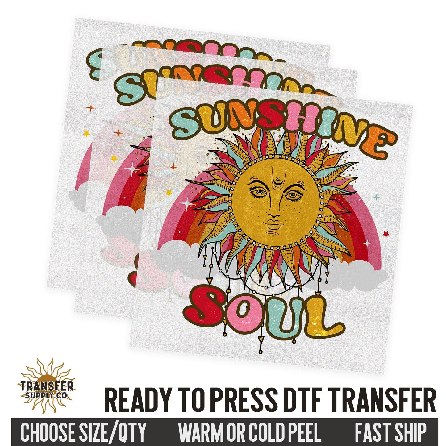 Sunshine Soul, Retro Ready To Press DTF Transfer, Dtf Transfer Print, Printed Dtf Transfer, Transfer Ready To Press