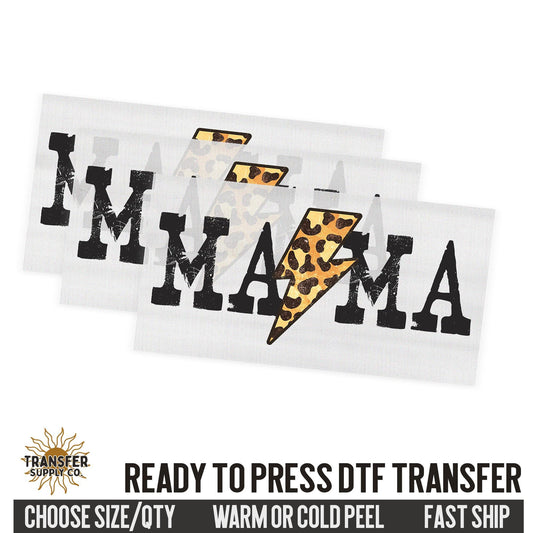 Mama Leopard Lightning Bolt, Retro Ready To Press DTF Transfer, Dtf Transfer Print, Printed Dtf Transfer, Transfer Ready To Press